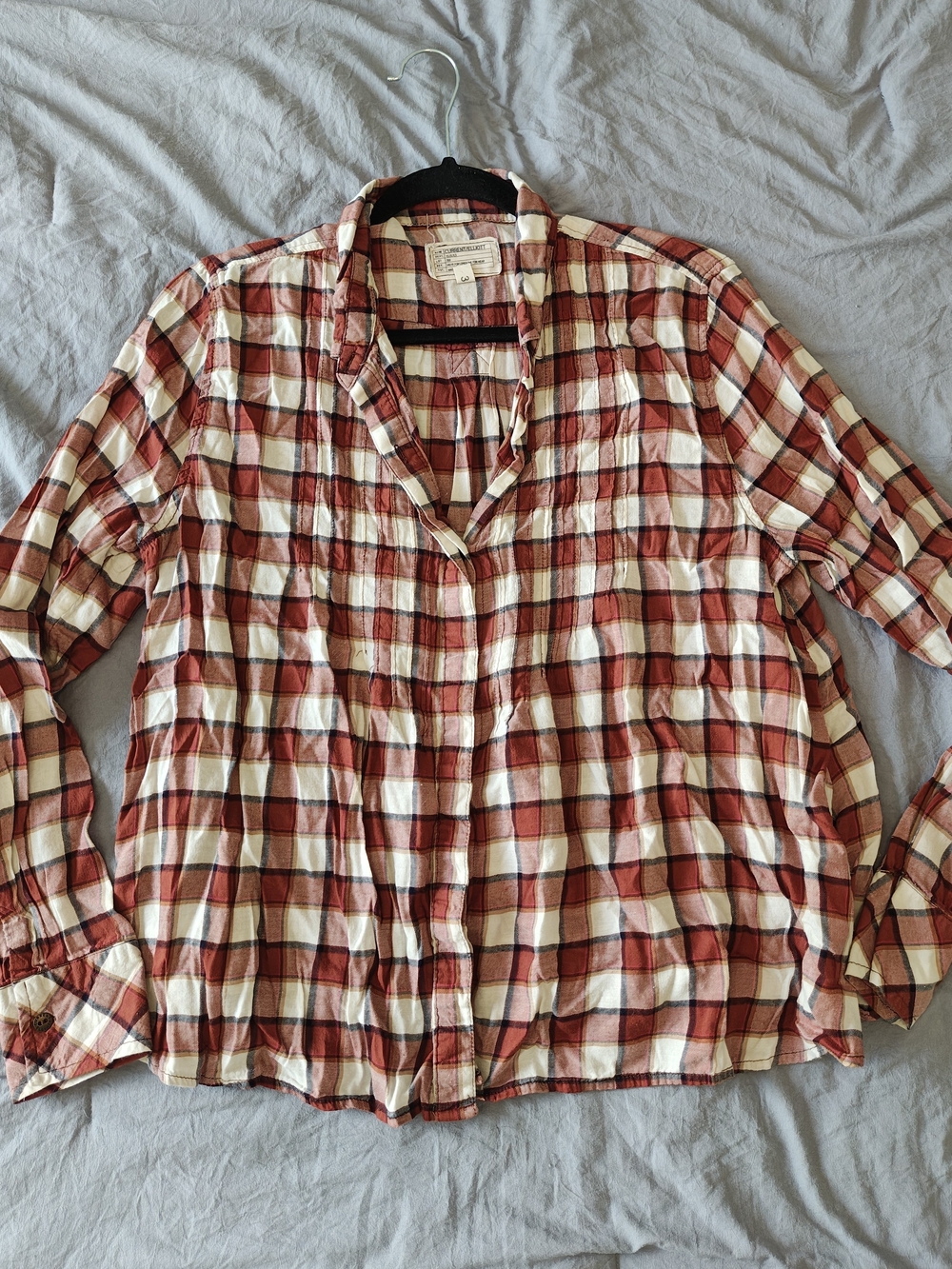 Current/Elliott Red & Cream Plaid Button-Down Shirt